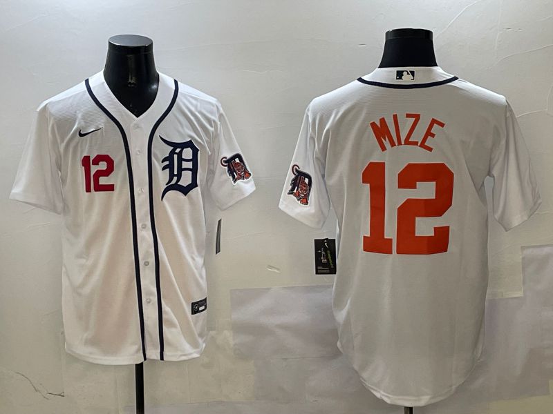 Men Detroit Tigers #12 Mize White Game 2025 Nike MLB Jersey style 3132->detroit tigers->MLB Jersey